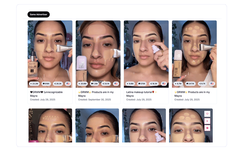 ad variations in tiktok explorer